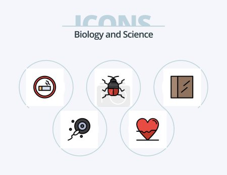 Téléchargez les illustrations : Biology Line Filled Icon Pack 5 Icon Design. lab. tablets. biology. medical. drops - en licence libre de droit