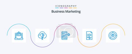 Ilustración de Business Marketing Blue 5 Icon Pack Including document. bank. graph. smartphone. marketing - Imagen libre de derechos