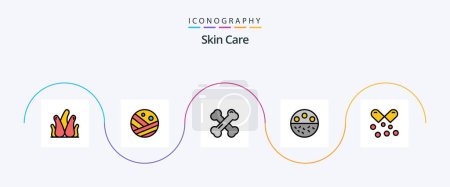 Illustration for Skin Line Filled Flat 5 Icon Pack Including oil. skincare. bone health. mineral. bone - Royalty Free Image