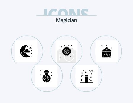 Ilustración de Magician Glyph Icon Pack 5 Icon Design. entertainment. western. half. necklace. accessories - Imagen libre de derechos
