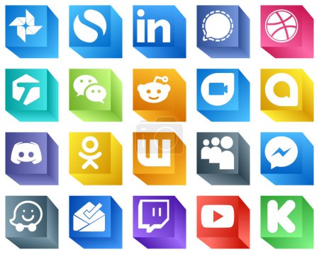 Téléchargez les illustrations : 3D Social Media Icons for Designers 20 Icons Pack such as message. tagged. discord and google duo icons. Creative and eye-catching - en licence libre de droit