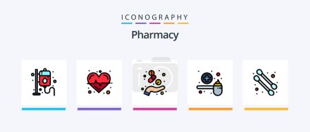 Illustration for Pharmacy Line Filled 5 Icon Pack Including medical. pills. healthcare. pharmacist. medication. Creative Icons Design - Royalty Free Image