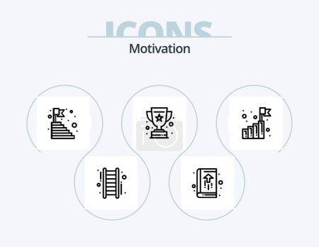 Ilustración de Motivation Line Icon Pack 5 Icon Design. first position. award. growth. surprise. reward - Imagen libre de derechos
