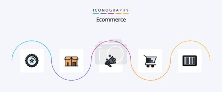 Illustration for Ecommerce Line Filled Flat 5 Icon Pack Including shopping. barcodes. speaker. barcode. trolley ecommerce - Royalty Free Image