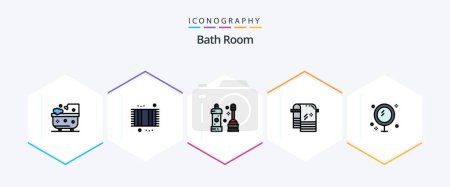Ilustración de Bath Room 25 FilledLine icon pack including bath. towel. shower. dry. tool - Imagen libre de derechos