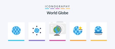 Ilustración de Globe Flat 5 Icon Pack Including world. globe. worldwide. earth. internet. Creative Icons Design - Imagen libre de derechos