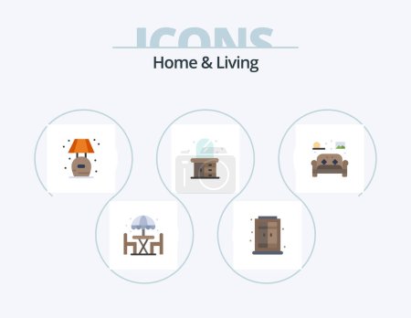 Illustration for Home And Living Flat Icon Pack 5 Icon Design. living. furniture. living. chair. living - Royalty Free Image
