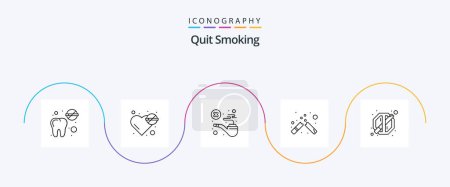 Ilustración de Quit Smoking Line 5 Icon Pack Including banned. smoking. cigarette. cigarette. banned - Imagen libre de derechos