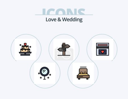 Illustration for Love And Wedding Line Filled Icon Pack 5 Icon Design. love. bed. wedding. heart - Royalty Free Image