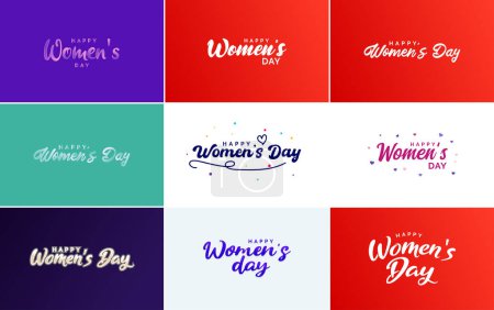 Illustration for March 8th typographic design set with Happy Women's Day text - Royalty Free Image