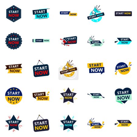 Ilustración de 25 Professional Typographic Elements for a polished start message Start Now - Imagen libre de derechos