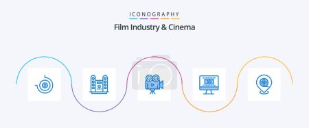 Ilustración de Cenima Blue 5 Icon Pack Including films. cinema. film camera. online. entertaiment - Imagen libre de derechos