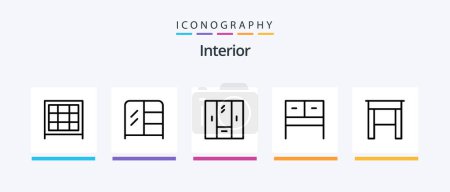 Ilustración de Interior Line 5 Icon Pack Including . bed. interior. Creative Icons Design - Imagen libre de derechos