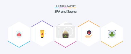 Illustration for Sauna 25 Flat icon pack including . plant. . flower - Royalty Free Image