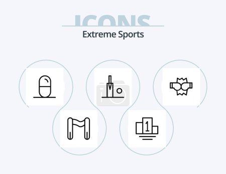 Téléchargez les illustrations : Sport Line Icon Pack 5 Icon Design. sport. tennis racket. dumbbells. tennis. racket - en licence libre de droit