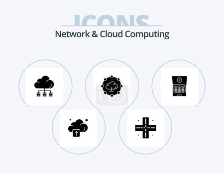 Illustration for Network And Cloud Computing Glyph Icon Pack 5 Icon Design. . tecnology. storage. computing. share - Royalty Free Image