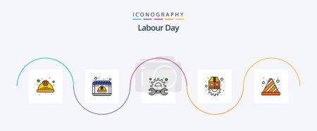 Illustration for Labour Day Line Filled Flat 5 Icon Pack Including gear. labor. may. jacket. repair - Royalty Free Image