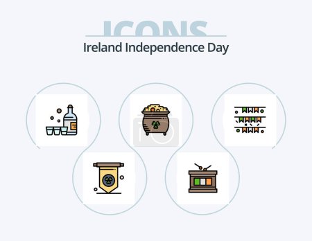 Ilustración de Ireland Independence Day Line Filled Icon Pack 5 Icon Design. . ireland. celtic. ireland. coffee - Imagen libre de derechos