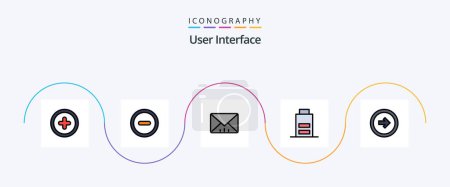 Téléchargez les illustrations : User Interface Line Filled Flat 5 Icon Pack Including right. user. user. button. user - en licence libre de droit