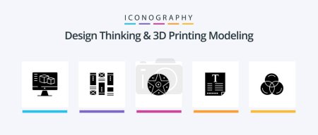 Ilustración de Design Thinking And D Printing Modeling Glyph 5 Icon Pack Including color. fount. pentacle. poster. file. Creative Icons Design - Imagen libre de derechos