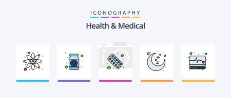 Illustration for Health And Medical Line Filled 5 Icon Pack Including lab. body building. moon. muscle. arm. Creative Icons Design - Royalty Free Image