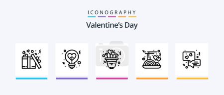 Téléchargez les illustrations : Valentines Day Line 5 Icon Pack Including hanging. affection. gift. love. chat. Creative Icons Design - en licence libre de droit