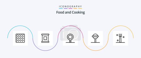 Ilustración de Food Line 5 Icon Pack Including . stew pan. tableware. fork - Imagen libre de derechos