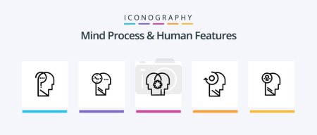 Téléchargez les illustrations : Mind Process And Human Features Line 5 Icon Pack Including graph. your. business. mind. think. Creative Icons Design - en licence libre de droit