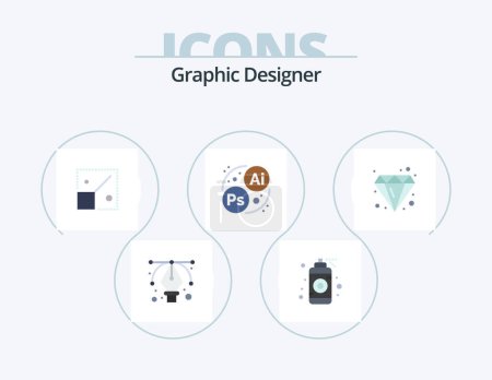 Illustration for Graphic Designer Flat Icon Pack 5 Icon Design. jewel. brilliant. resize. design. designing - Royalty Free Image