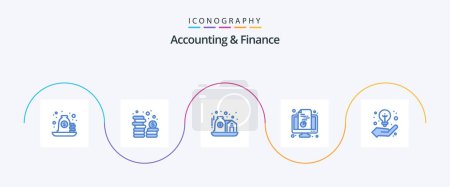 Illustration for Accounting And Finance Blue 5 Icon Pack Including document. monitor. currency. computer. care - Royalty Free Image