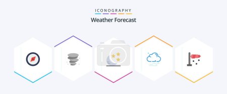 Illustration for Weather 25 Flat icon pack including . . night. wind. airflow - Royalty Free Image