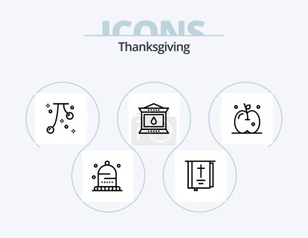Illustration for Thanks Giving Line Icon Pack 5 Icon Design. autumn. thanks. night. corkscrew. thanks - Royalty Free Image