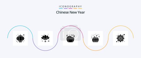 Ilustración de Chinese New Year Glyph 5 Icon Pack Including china. chinese new year. new year. china. year - Imagen libre de derechos