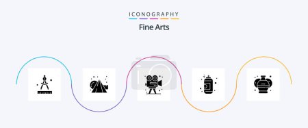 Téléchargez les illustrations : Fine Arts Glyph 5 Icon Pack Including art. paint. camera. arts. spray - en licence libre de droit