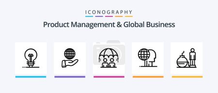 Téléchargez les illustrations : Product Managment And Global Business Line 5 Icon Pack Including . modern. international business. decisions. modern. Creative Icons Design - en licence libre de droit