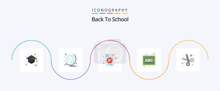 Illustration for Back To School Flat 5 Icon Pack Including cut. school. a. preschool. abc - Royalty Free Image