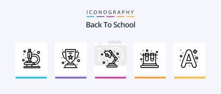 Illustration for Back To School Line 5 Icon Pack Including a+. student bag. school. school bag. library. Creative Icons Design - Royalty Free Image
