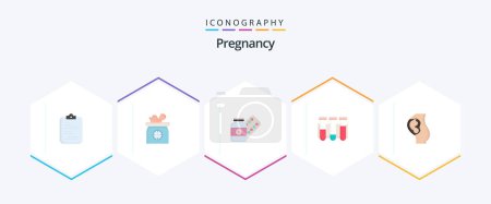 Téléchargez les illustrations : Pregnancy 25 Flat icon pack including tablet. capsule. baby. pill. - en licence libre de droit