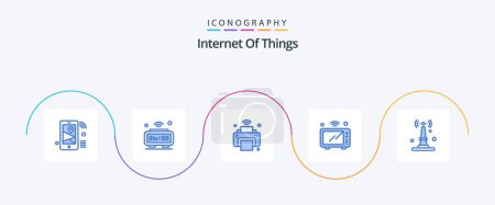Illustration for Internet Of Things Blue 5 Icon Pack Including microwave. internet. iot. wifi. internet of things - Royalty Free Image