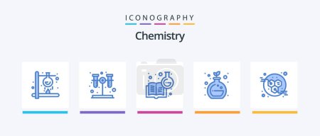 Illustration for Chemistry Blue 5 Icon Pack Including power. energy. chemical knowledge. green chemistry. chemistry. Creative Icons Design - Royalty Free Image
