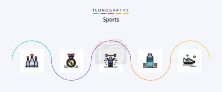 Illustration for Sports Line Filled Flat 5 Icon Pack Including drink. bottle. ribbon. lifting. fitness - Royalty Free Image