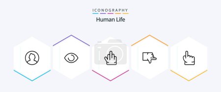 Illustration for Human 25 Line icon pack including point. finger. fingers. vote. down - Royalty Free Image