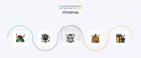 Ilustración de Christmas Line Filled Flat 5 Icon Pack Including present. decoration. christmas. christmas. gingerbread - Imagen libre de derechos
