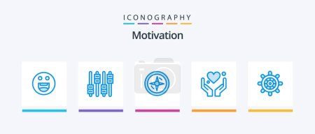 Illustration for Motivation Blue 5 Icon Pack Including . ship. compass. boat. love. Creative Icons Design - Royalty Free Image