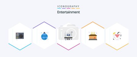 Ilustración de Entertainment 25 Flat icon pack including celebration. birthday. lamp. pc. screen - Imagen libre de derechos