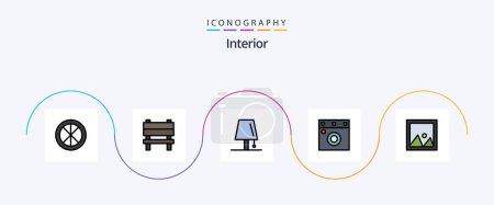 Illustration for Interior Line Filled Flat 5 Icon Pack Including decor. interior. interior. furniture. light - Royalty Free Image