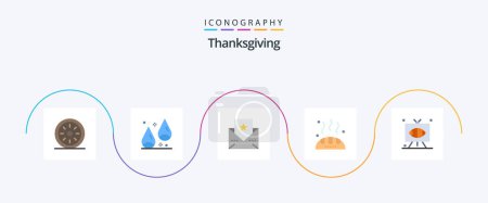 Illustration for Thanks Giving Flat 5 Icon Pack Including game. food. thanksgiving. giving. bread - Royalty Free Image