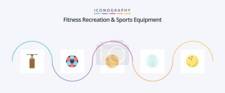 Ilustración de Fitness Recreation And Sports Equipment Flat 5 Icon Pack Including bowling. game. ball. sport. ball - Imagen libre de derechos