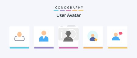 Téléchargez les illustrations : User Flat 5 Icon Pack Including . profile. . Creative Icons Design - en licence libre de droit