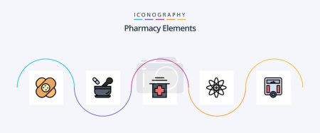 Ilustración de Pharmacy Elements Line Filled Flat 5 Icon Pack Including weight. health. healthcare. body. physics - Imagen libre de derechos